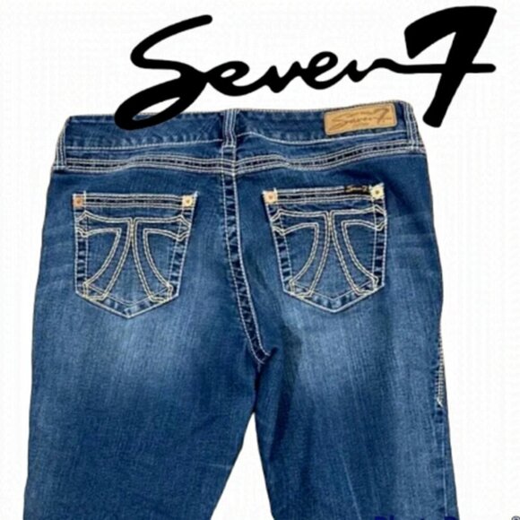 Seven7 Blue Straight Leg Blue Jeans size 10​​​​​​​​ - Picture 2 of 15